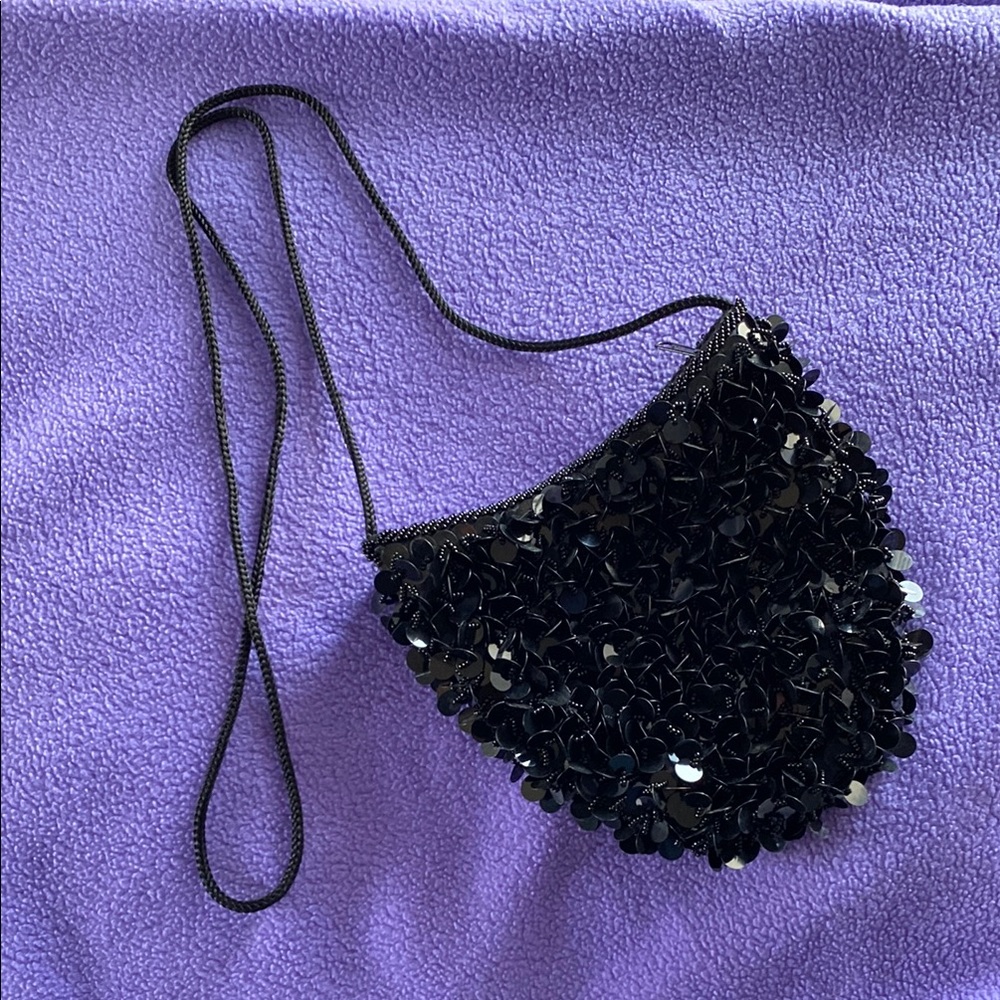 Black Sequin Crossbody Bag